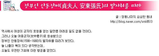 정부인 안동장씨의 발자취를 따라